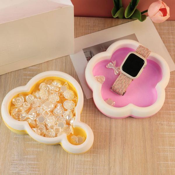DIY Epoxy Resin Mold Flower Shape Storage Plate Silicone Mold Jewelry Holder Tray Mold DIY Craft Gift Home Desktop Decoration