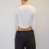Keuluchi Symbol Crop Long-Sleeved T-Shirt (White) Womens