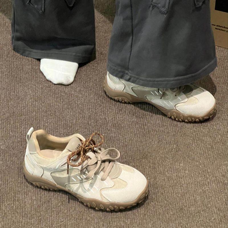 Damen Flache Sportschuhe 2026 Herbst Neu Runde Zehenpartie Weiche Sohle Rutschfest Verschleißfest Niedriger Schaft Einzelner Schuh Mode Freizeit Sneaker