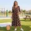 Damen Polka Dot Print Schmeichelhaftes Taillenbetonendes Midi-Kleid für Urlaub und Resort