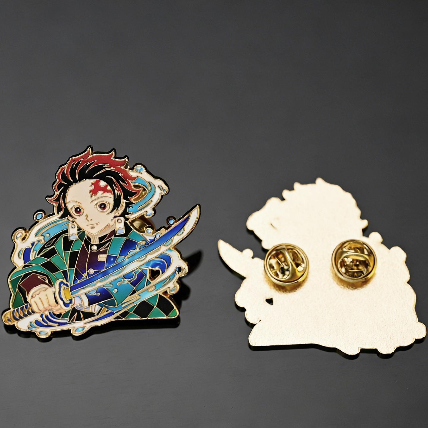 Металлическая брошь  Клинок, рассекающий демонов : Незуко и Танджиро: Японский милый магнитный орнамент