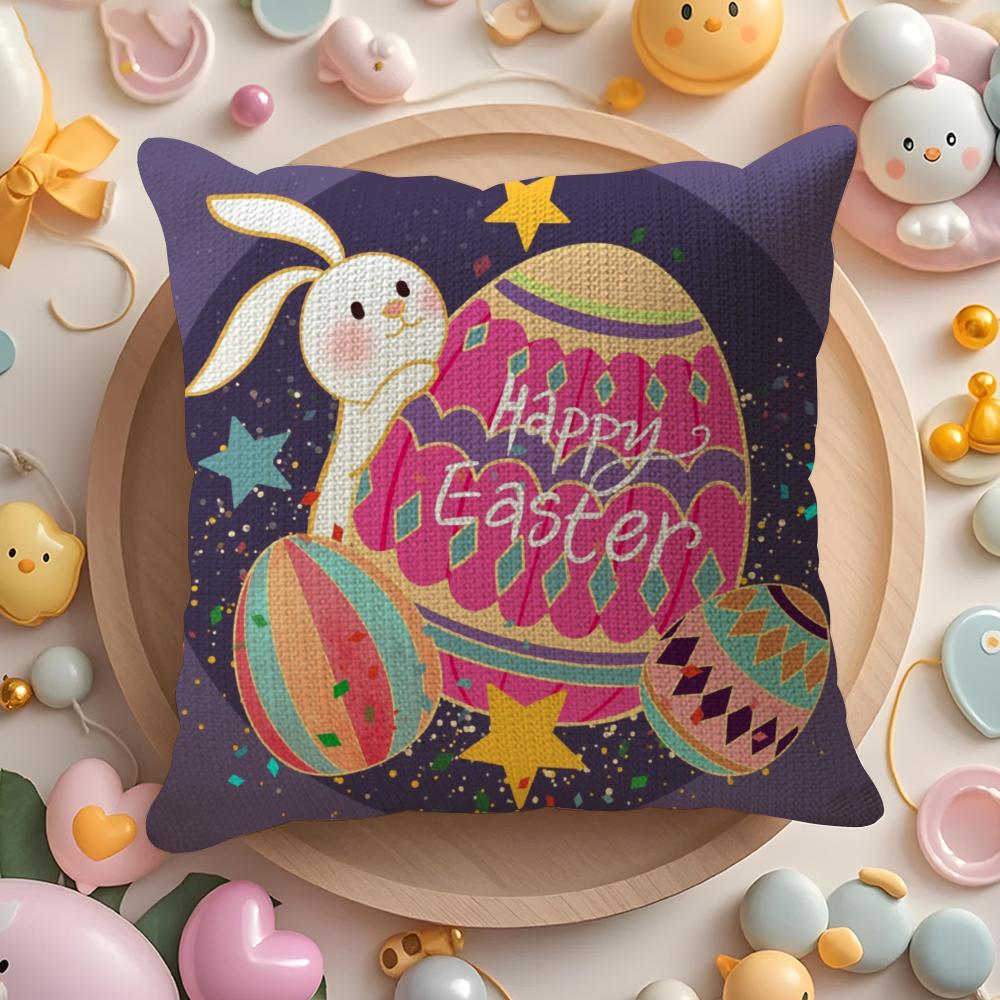Cute Easter Bunny Decorations Pillow Case Sofa Living Room Bedroom Headboard Backrest Cushion Square Cushion