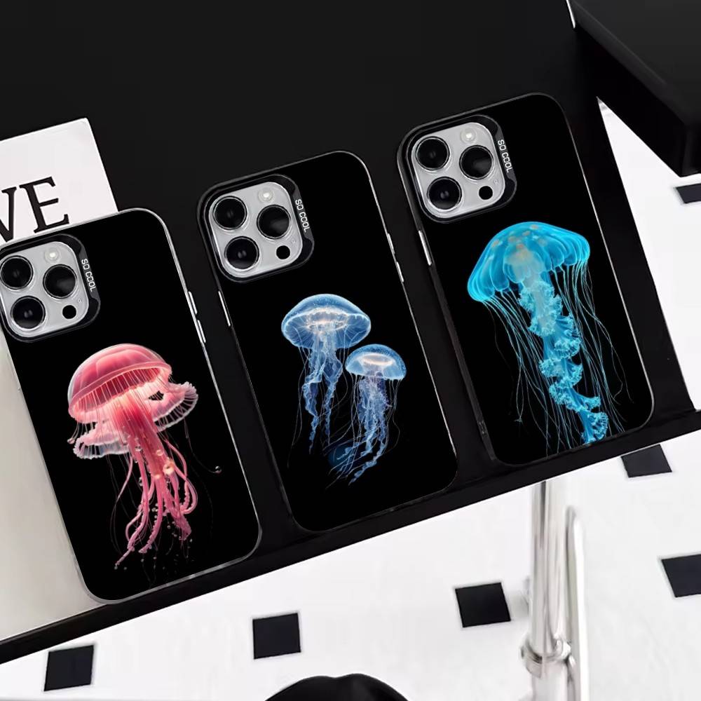 Jellyfish Oceanic Phone Case For iPhone 17,16,15,14,13,12,11 Plus,Pro Max,XS,Colorful Silver Phone Case Funda Cover