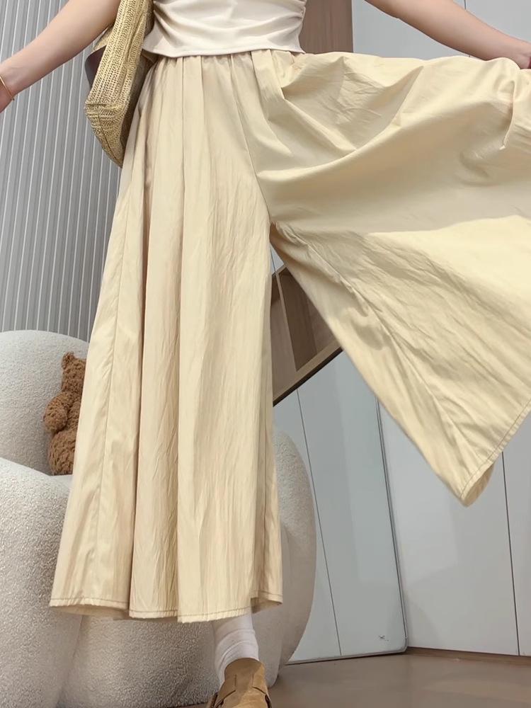 Culottes Yamamoto de albaricoque: Falda Midi de Verano 2025 para Mujer, de Tiro Alto, Adelgazante, Corte en A, con Diseño de Pierna Ancha de Seda de Hielo.