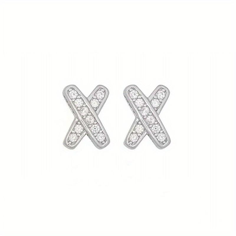 

1 Pair of Stylish, Simple and Cool Style Synthetic Zircon Shape Earrings, Simple and Compact Letter Multi-functional Earrings