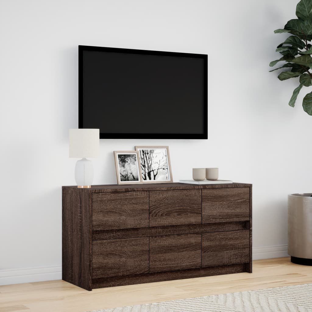 TV Cabinet with LED Lighting Brown Oak Effect 100 x 34 x 50 cm