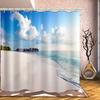 3D Coastal Heart-Shaped Rock Decorative Shower Curtain, Fabric Bathtub Curtain With 12 Shower Curtain Hook, Waterproof