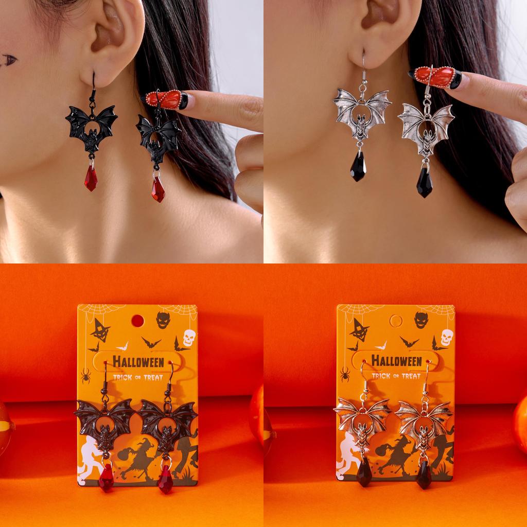 Vintage Halloween Fledermaus Ohrhänger für Damen mit galvanisch beschichtetem Legierungsschmuck