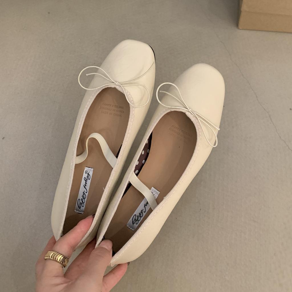 Fashion Bailamos Women Flat Ballet Shoes Female New Bow Band Retro Shallow Mouth Women's Shoes Soft Ballet Shoes Size 39-40 Mujer