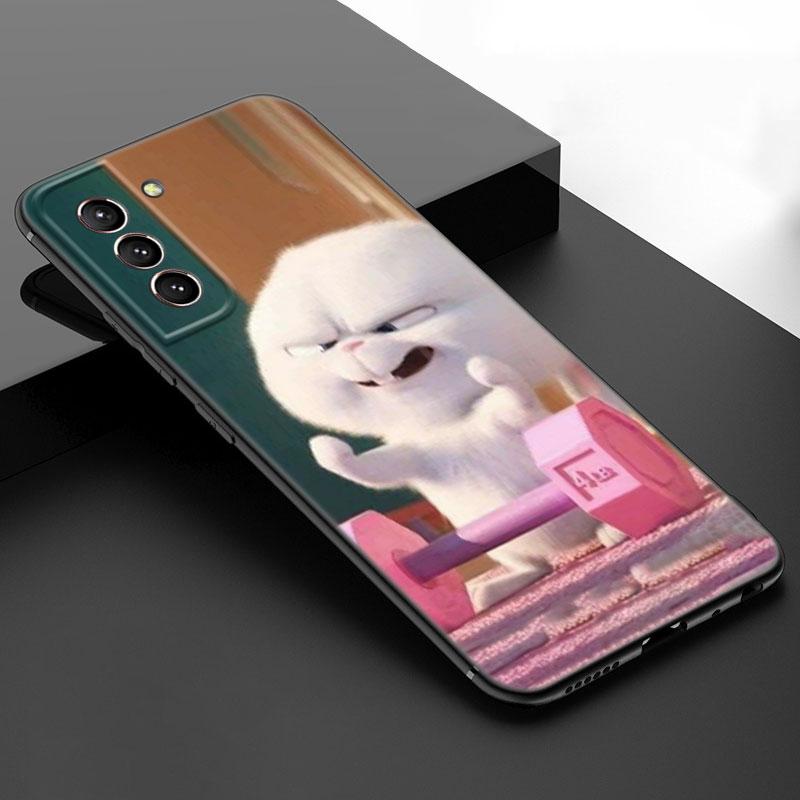 Cute Cartoon Rabbit Black Silicone Phone Case For Samsung Galaxy S23 S21 S20 FE S24 S22 Ultra S10E S10 S9 S8 Plus