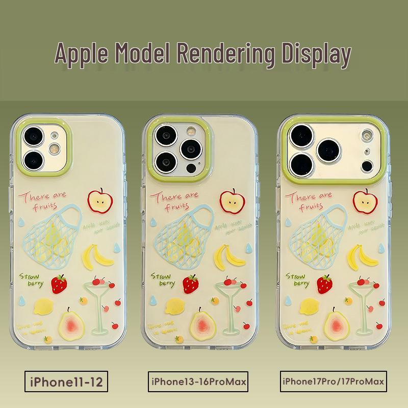 Trendy Fruit Shopping Bag Style Phone Case for iPhone 15/16/17 Pro Max