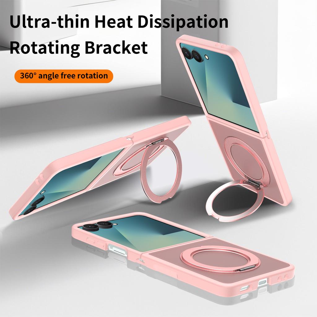 For Samsung Galaxy Z Flip 7 Magnetic Mobile Phone Case with Ring Kickstand Matte 360° Spin Stand Cover with Ring Holder New 2026