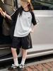 Girls' Patchwork Short-Sleeve T-Shirt & Shorts Set 2026 - New Style for Ages 8-14 Daily Wear