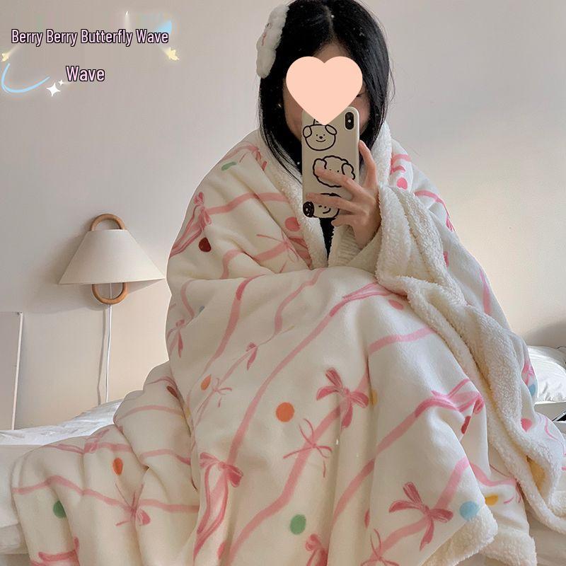 Cozy Lamb Fleece Blanket - Soft, Warm Shawl for Office, Sofa, or Dorm Naps.