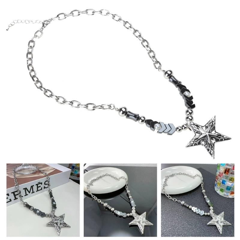 Star Pendant Clavicle Necklace Preal-Decor Stylish Chic Necklace Boho Chunky Chain Jewelry Choker Necklace Perfect Gifts