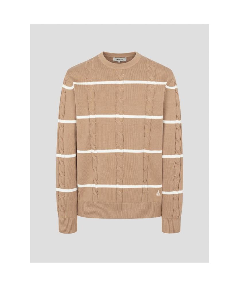 Binpolmen Cable Stripe Knit Beige