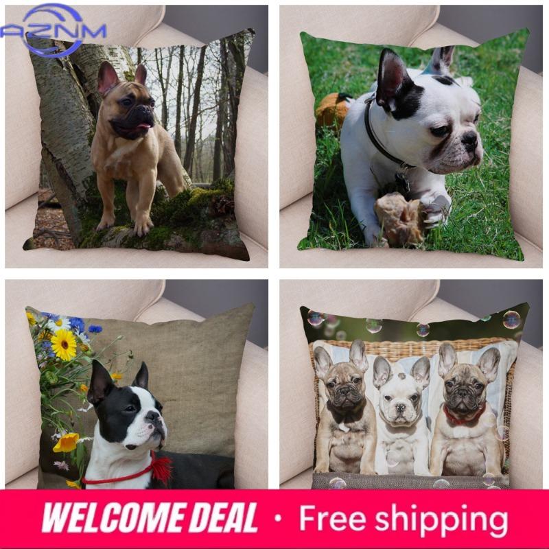 Cute Pet Mini French Bulldog Pillowcase Home Sofa Car Decoration Animal Dog Cushion Cover Printed