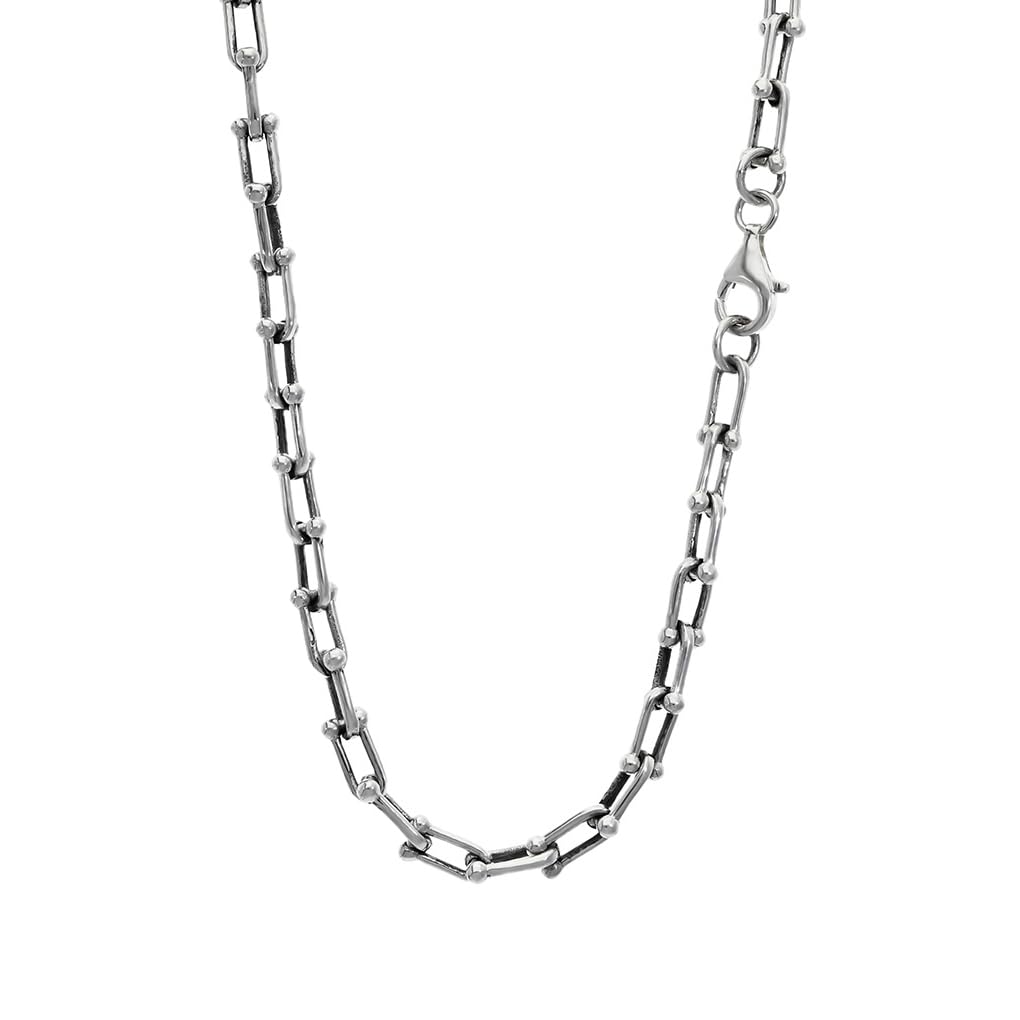 [Shinjuku Gin No Kura] Silver 925 Link Chain Necklace, 50cm, Simple Design Chain, U-Shaped Chain, Chain Only