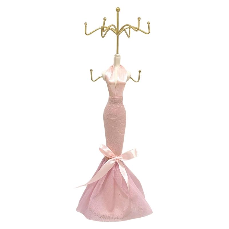 Elegant Jewelry Display Stand With Sturdy Resin Frame And Fabric Lining For Earrings Necklaces Bracelets