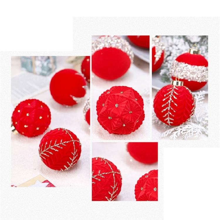 12pcs Elegant Holiday Display Ornament Traditional Flocking Christmas Sphere Ornament Festival Tree Decorations