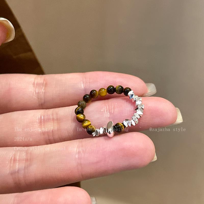 Retro Silver Tiger Eye Ring: High-End Autumn/Winter Maillard Index Finger Jewelry