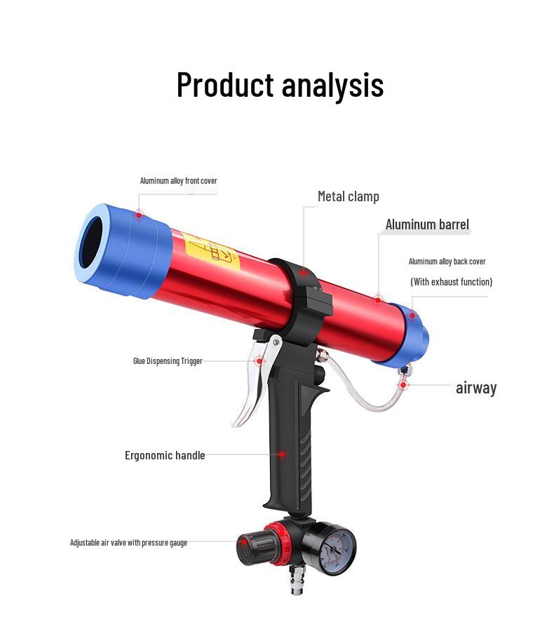 310ml Pneumatic Caulking Gun & 400/600ml Glass Sealant Silicone Gun