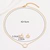 Conjunto de Joyería Minimalista de Trébol de Cuatro Hojas para Mujer Chapado en Oro Esmalte Negro/Blanco Madre Perla Conjunto de Collar y Pendientes
