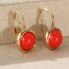 Vintage Golden Plated Red Round Beads Dangle Earrings Women's Elegant Pendant Earrings Jewelry Accessories Fit Festival Weddings
