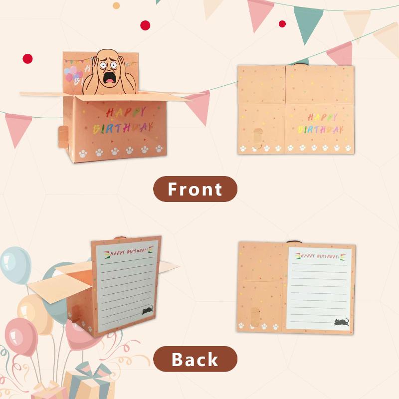 1Pcs Humorous 3D Terrifying Bald Character Design Whimsical Card Hilarious Happy Birthday Card Diy Accessories