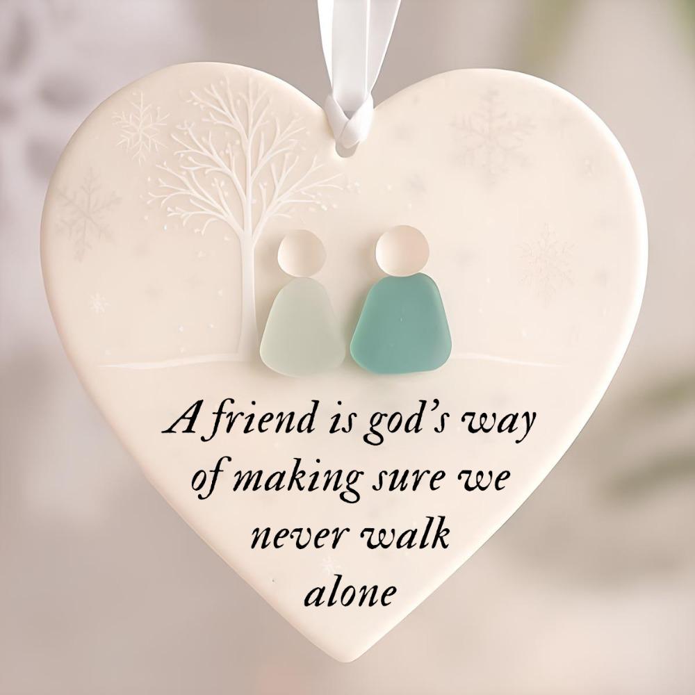 Heart-Shaped Sea Glass Friendship Decor Timeless Craft Christmas Tree Hanging Ornaments Handmade