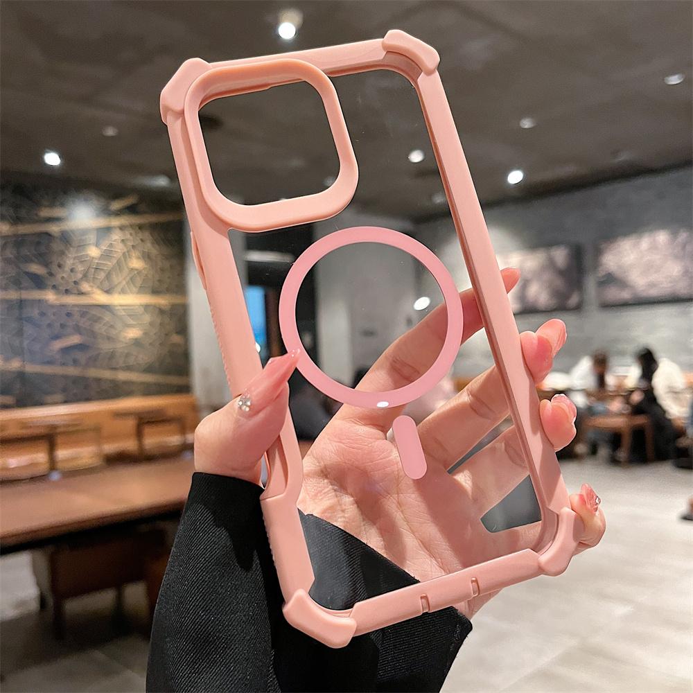 Magsafe Magnetic Clear Case for iPhone 16 15 14 Plus 13 12 11 Pro Max Wireless Charging Shockproof Fall Prevention Back Cover