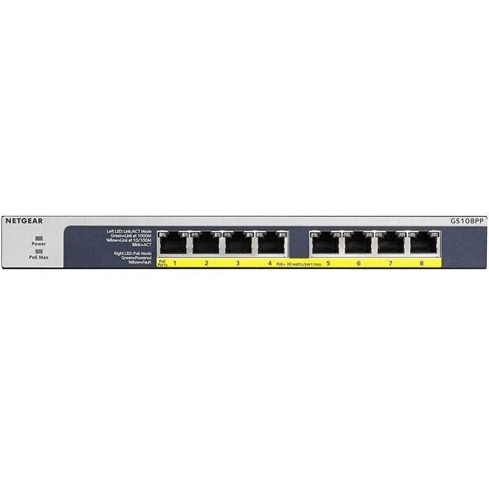 Switch 8 ports poe+ 10/100/1000 mbps