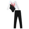 Vêtements de patinage pour enfants filles, 2 pièces, manches longues, décor de strass brillant, justaucorps avec Leggings, ensemble pour vêtements d'entraînement de danse