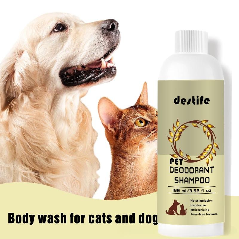 New Cat Dog Shampoo Bath Body Wash Conditioner 3-in-1 Oatmeal Flavour Leave Scent Fragrance Deodorizing Pet Cleaning Products