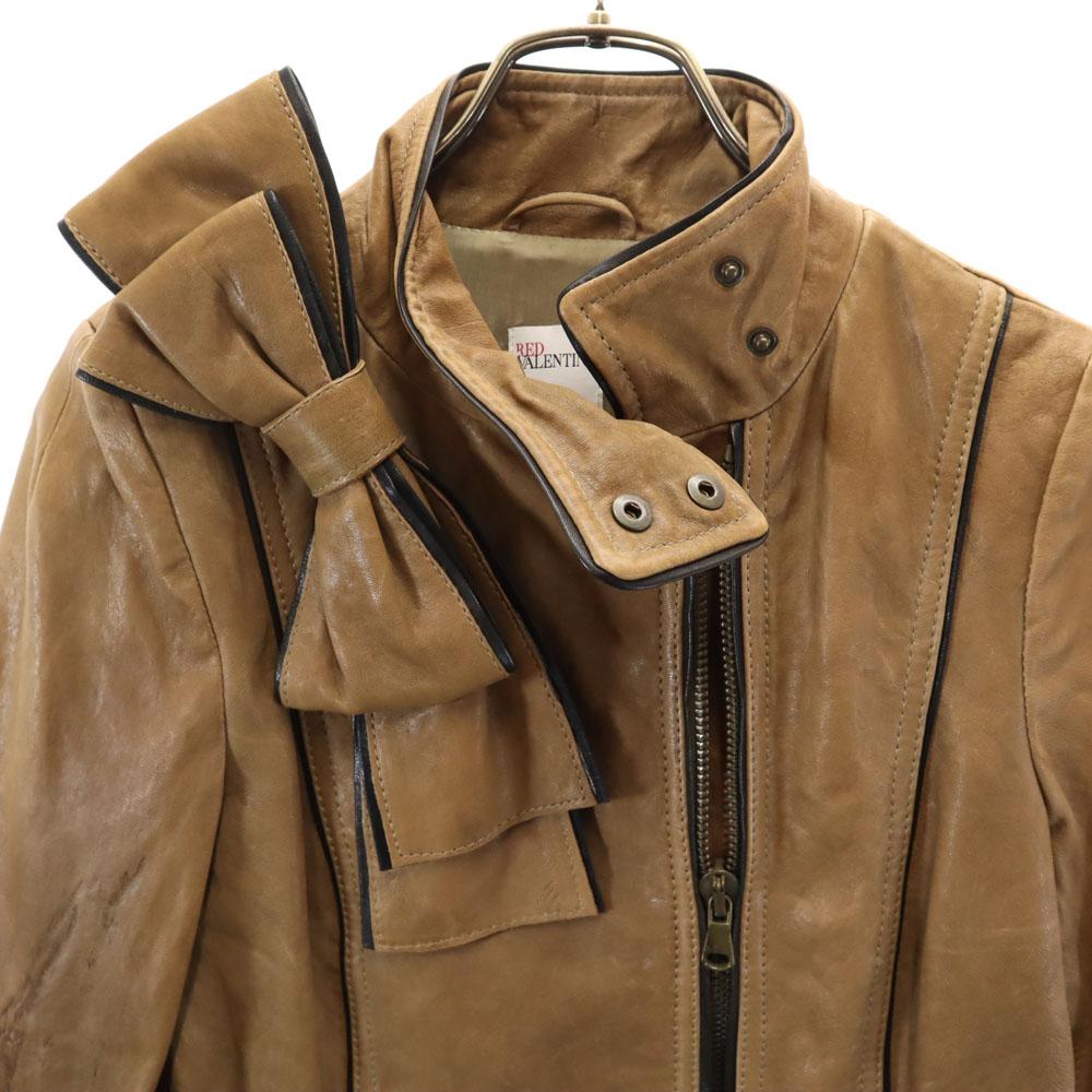 Red Valentino Leather Jacket 38 Beige Brown Riders Women Used