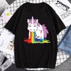 Funny Unicorn Rainbow Printed Summer Men's High Quality Cotton T Shirts Tops Casual Cartoon T-shirts Tops Summer Women's Top