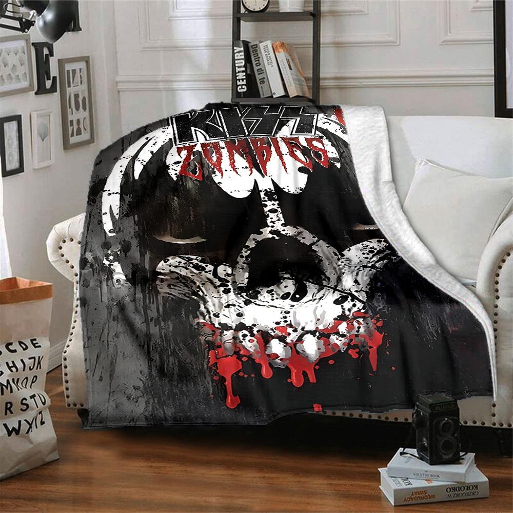 1 Stück Kiss Zombies, Horror-Decke Weiche Ganzjahres-Kuscheldecke mit lebendigem Design, Perfekt für Zuhause, Reisen und Geschenke, Ideal für Nickerchen und Camping