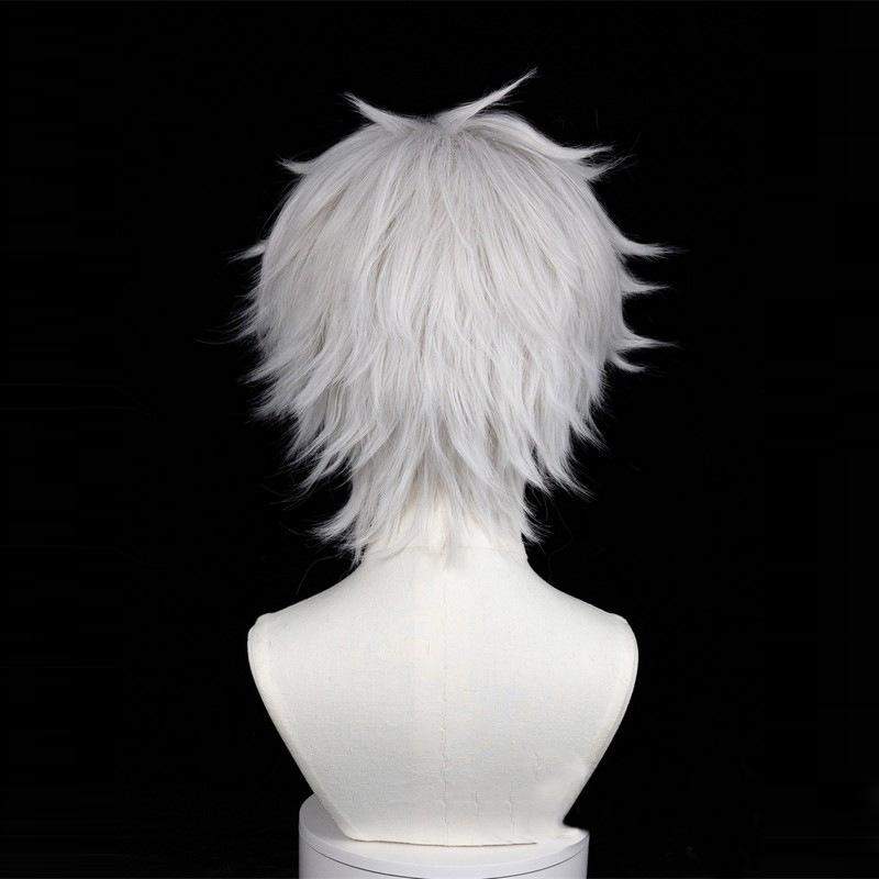 White Anti-upturned Synthetic Short Hair Wig Cosplay Anime Wig Anime Reality Show Wig