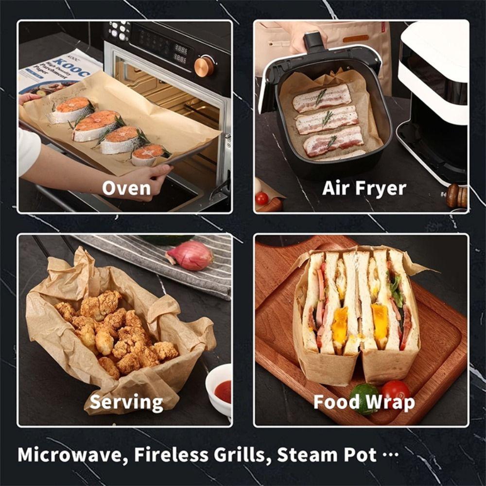 50/100PCS Food Grade Baking Paper Waterproof Baking Sheets New Parchment Paper Sheets  Air Fryer