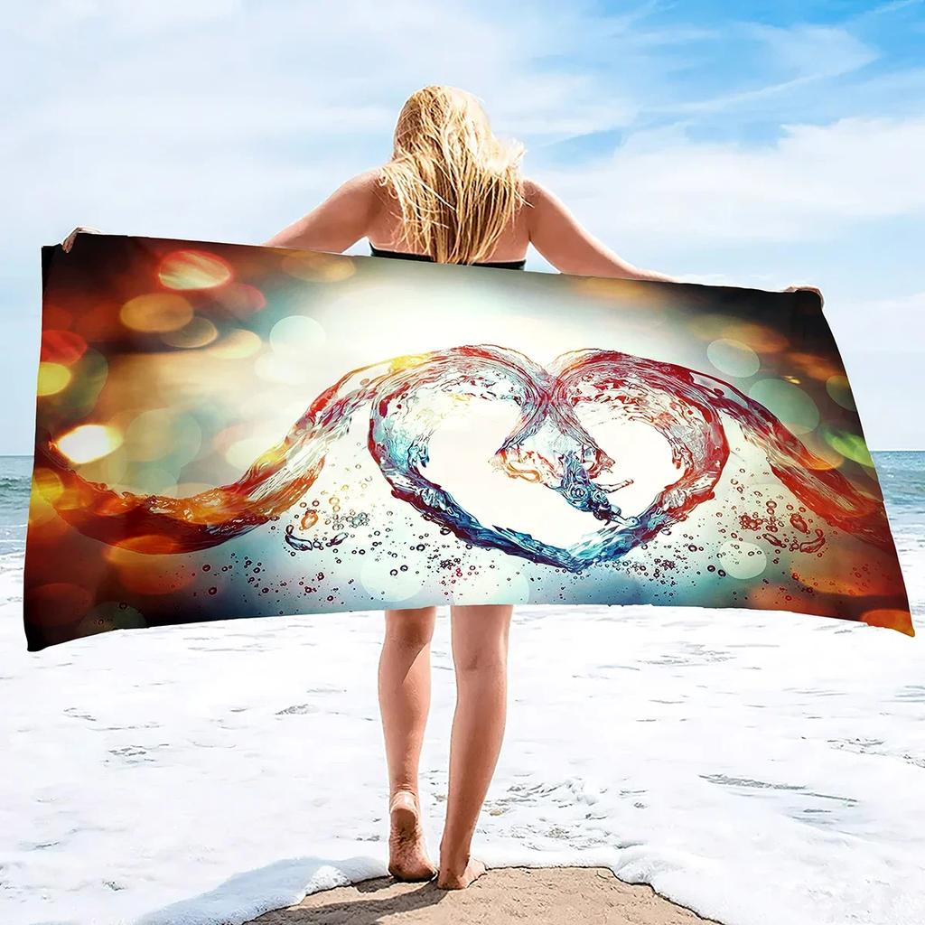 Valentines Day Hearts Beach Towels Oversized Microfiber Beach Towels for Adults Extra Large Yoga Towel for Outdoor Travel Swim