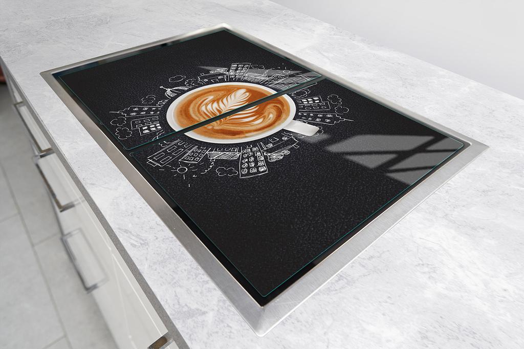 Glass protective plate for the stove 2x45x52 Coffee
