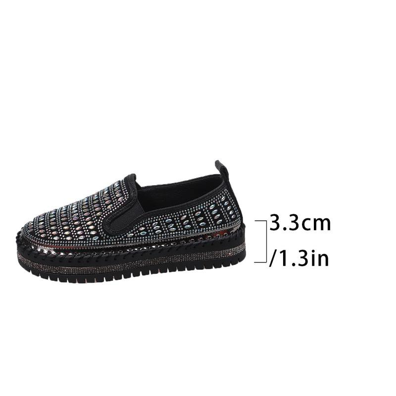 Modne mokasyny na grubej podeszwie 45 dla kobiet Wiosna i Jesień Nowa Moda Ozdoba z cekinów Oddychające Casualowe wsuwane Pojedyncze buty