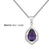 Purple Faux Crystal Women Necklace Hollow Alloy Shining Luxury Sweater Necklace Jewelry Accessories