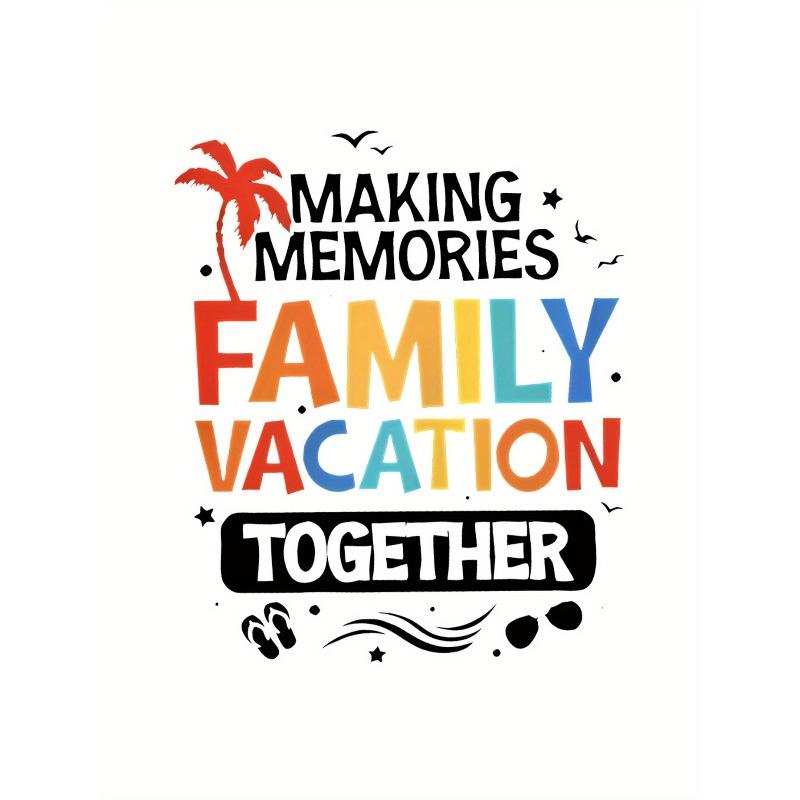European size 1pc Women'S Casual Crew Neck T-Shirt with Colorful "Making Memories Family Vacation Together" Print, Polyester Knit Fabric