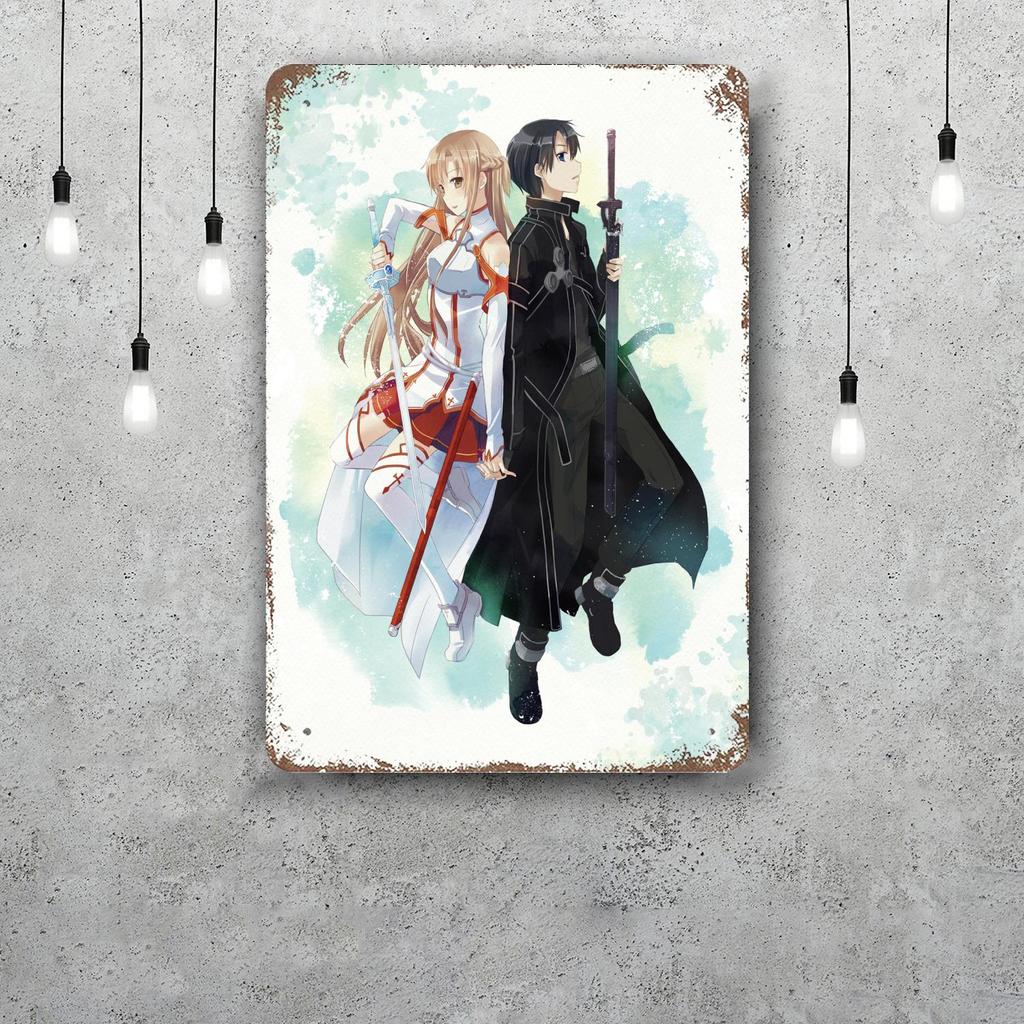 Sword Art Online Vintage Tin Sign Home Decor Wall Decor Art Wall Mural Room Decoration Decor Retro Metal Sign Plate Bar Posters