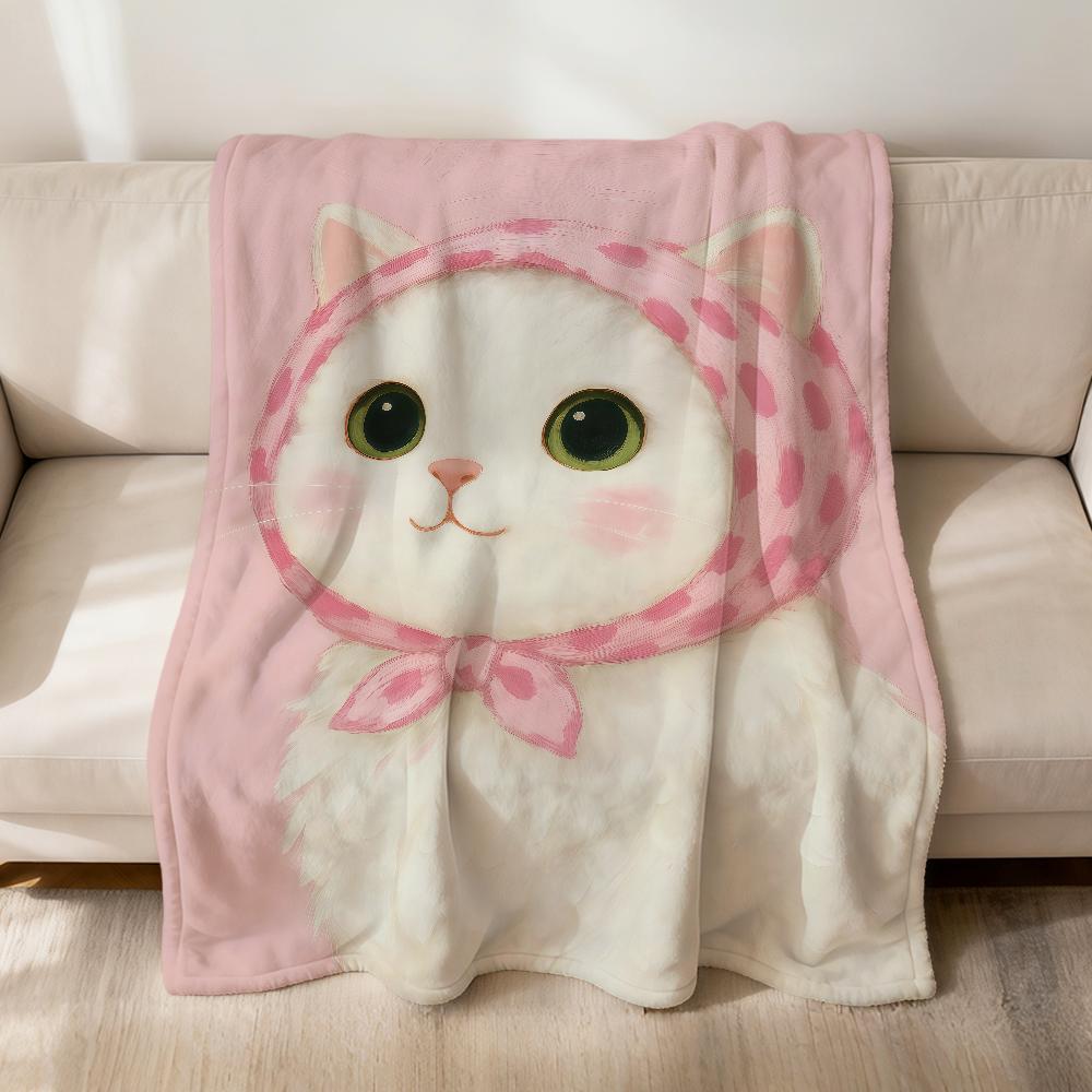 kawaii cartoon Kitten Cat with a Hood Flannel soft warm plush blanket sofa living room pet hogar bedroom gift home Car portable