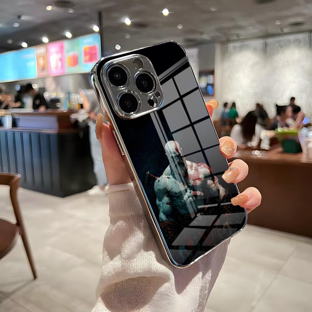 God Of Wars Phone Case For IPhone 17 Pro Max 15 Pro 16 14 Plus 12 13 Mini 11 Pro Shockproof Electroplated Glass Cover