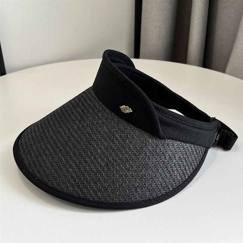 

Лист Металлическая Марка Пустая Цилиндр Плетёная Большая Края Защита от Солнца Защита от Солнца УФ-лучи Шляпа Подчёркивающая Маленькое Лицо