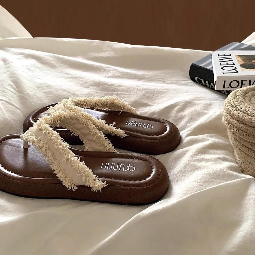 New Women Slippers Retro Flip Flops Summer Fashionable Sandals Versatile Shoes Beach Vacation Home Sexy Slippers Slides Women