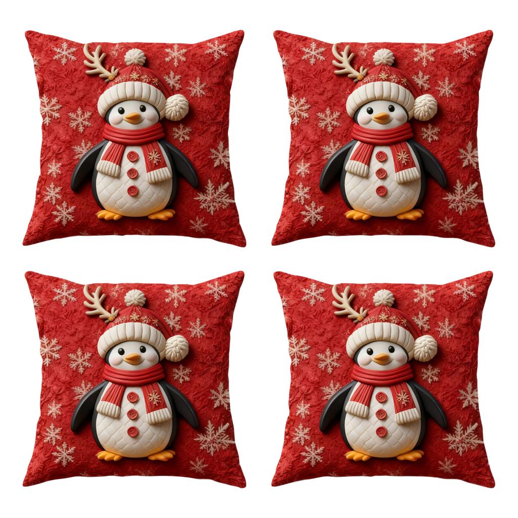 Świąteczna poszewka na poduszkę, Świąteczna dekoracja domu, Pokrowiec na poduszkę, Zestaw 4 sztuk